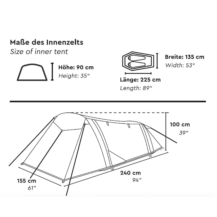 SURAN 2 | 2 Personen Trekking-Tunnelzelt - Image 3